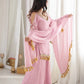 Gold Crepe Kurta Farshi Pant Set with Tassels