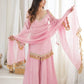 Gold Crepe Kurta Farshi Pant Set with Tassels