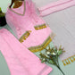 Gold Crepe Kurta Farshi Pant Set with Tassels