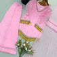 Gold Crepe Kurta Farshi Pant Set with Tassels