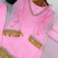Gold Crepe Kurta Farshi Pant Set with Tassels