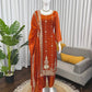 Rust Sequin Paisley Kurta Set