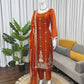 Rust Sequin Paisley Kurta Set