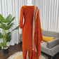 Rust Sequin Paisley Kurta Set