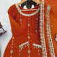 Rust Sequin Paisley Kurta Set