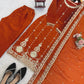 Rust Sequin Paisley Kurta Set