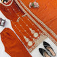 Rust Sequin Paisley Kurta Set