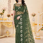 Chain-Stitch Floral Net Saree