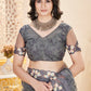 Chain-Stitch Floral Net Saree