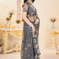 Chain-Stitch Floral Net Saree
