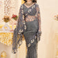 Chain-Stitch Floral Net Saree