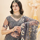 Chain-Stitch Floral Net Saree