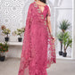 Chain-Stitch Floral Net Saree
