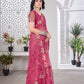 Chain-Stitch Floral Net Saree