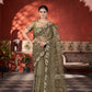 Chain-Stitch Floral Net Saree
