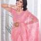Sequin Leaf Embroidered Saree