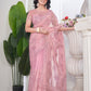 Sequin Leaf Embroidered Saree