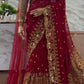 Crimson Zari Sequin Saree