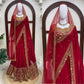 Crimson Zari Sequin Saree