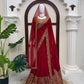 Crimson Zari Sequin Saree