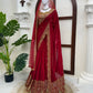 Crimson Zari Sequin Saree