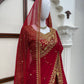 Crimson Zari Sequin Saree