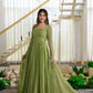 Mustard Foil Work Shimmer Gown