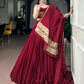 Maroon Ghughari Lace Lehenga