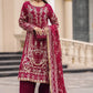 Luxury Faux Georgette Embroidered Palazzo Suit for Wedding and Festive Wear