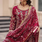 Luxury Faux Georgette Embroidered Palazzo Suit for Wedding and Festive Wear