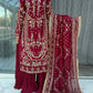 Luxury Faux Georgette Embroidered Palazzo Suit for Wedding and Festive Wear
