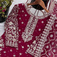 Embroidered Faux Georgette Suit Set with Dupatta