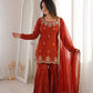 Elegant Fendy Silk Sharara Suit with Zarkan Work for Festive and Wedding Wear