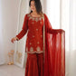Elegant Fendy Silk Sharara Suit with Zarkan Work for Festive and Wedding Wear