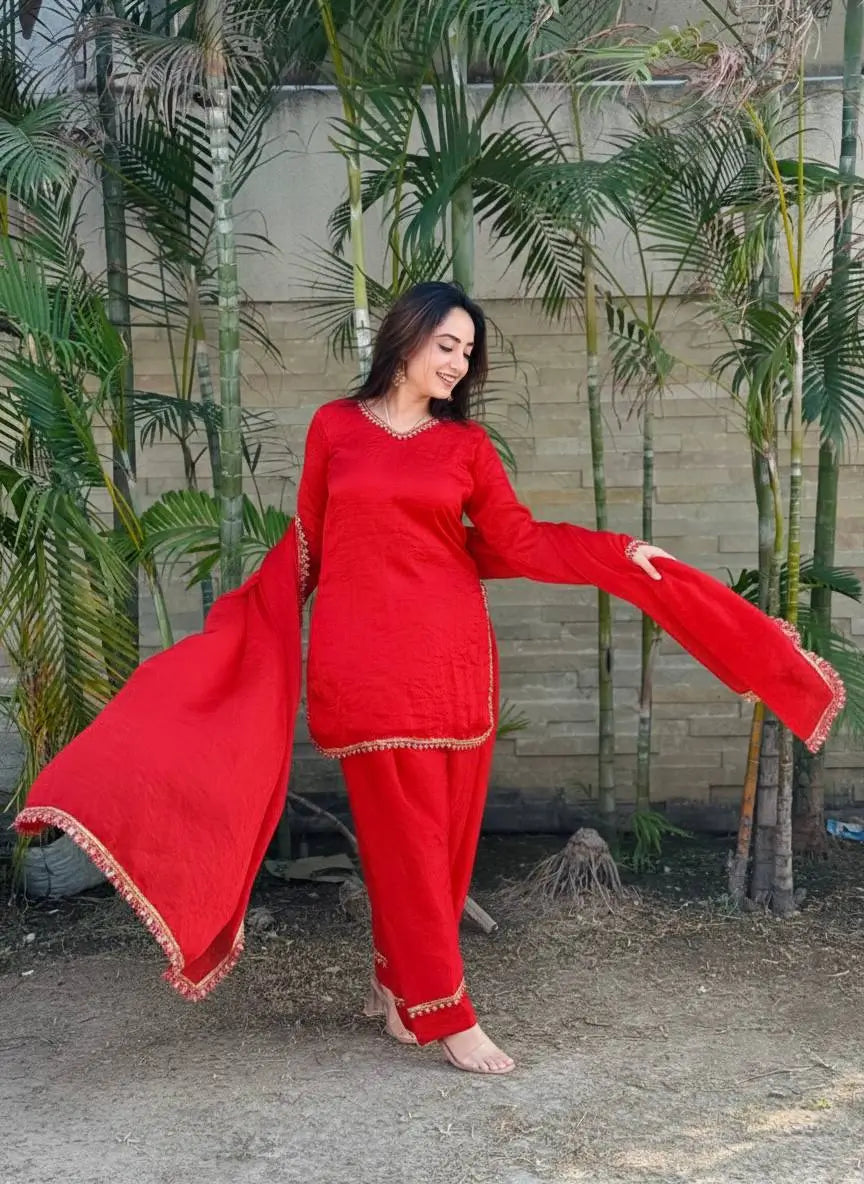 Blush Pink Satin Silk Kurta Salwar Set for Festive and Wedding Wear