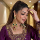 Wine Zari Sequin Anarkali Suit