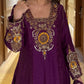 Wine Zari Sequin Anarkali Suit