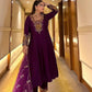 Wine Zari Sequin Anarkali Suit