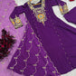 Wine Zari Sequin Anarkali Suit