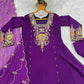 Wine Zari Sequin Anarkali Suit