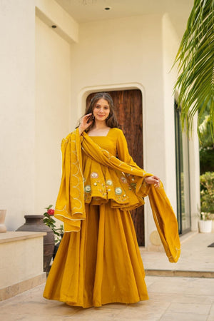 Mustard Gota Peplum Set