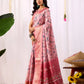 Floral Lichi Silk Saree with Zari Border