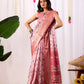Floral Lichi Silk Saree with Zari Border