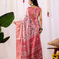 Floral Lichi Silk Saree with Zari Border