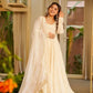 Off White Georgette Anarkali Gown Set for Wedding and Festive Wear