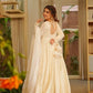 Off White Georgette Anarkali Gown Set for Wedding and Festive Wear
