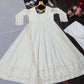 Off White Georgette Anarkali Gown Set for Wedding and Festive Wear
