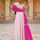 Natural Crepe Silk Embroidered Gown Set for Festive and Party Wear