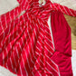 Red-Pink Organza Taby Silk Printed Anarkali Set with Dupatta