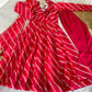 Red-Pink Organza Taby Silk Printed Anarkali Set with Dupatta